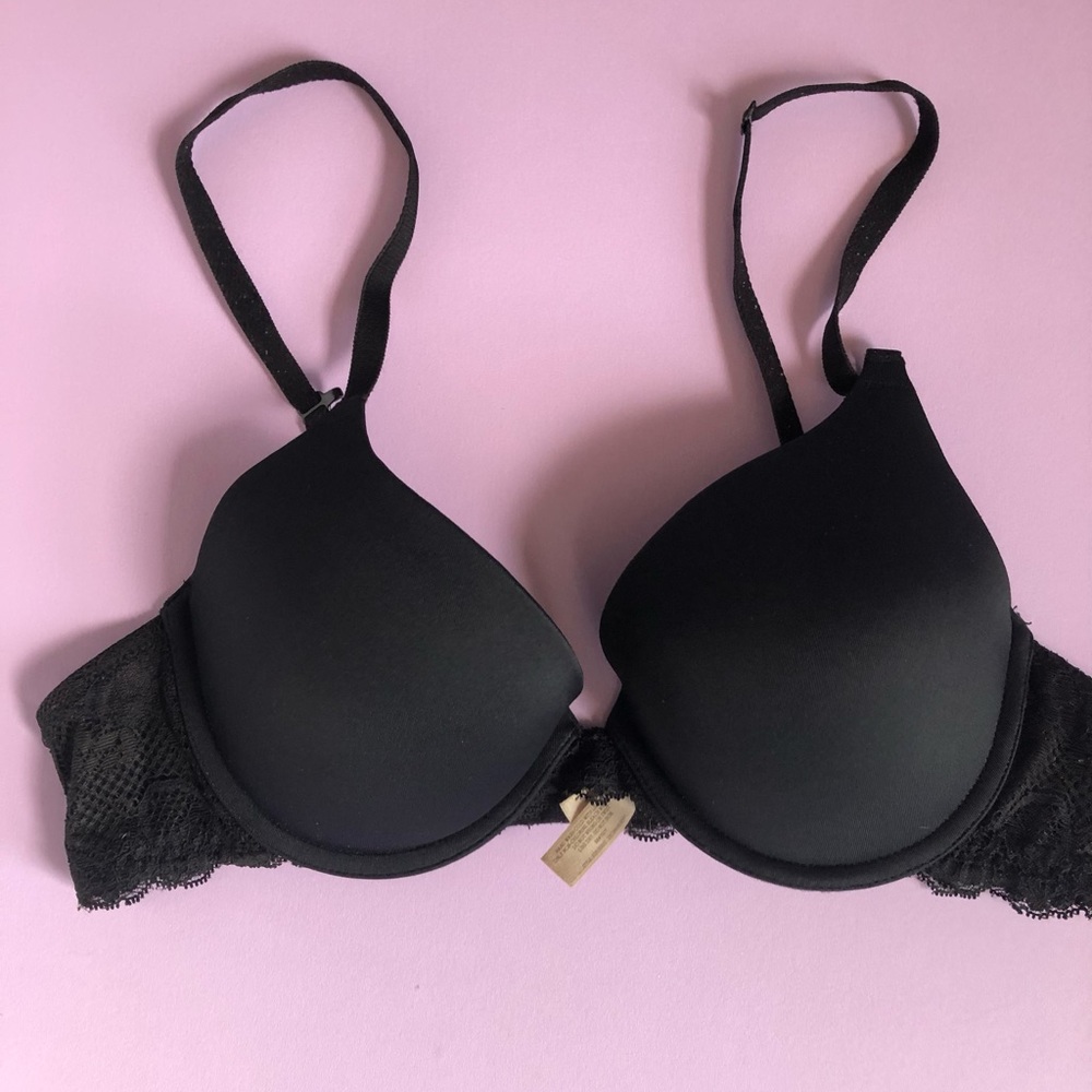 Black Lace Trim T-Shirt Bra - Women Intimates